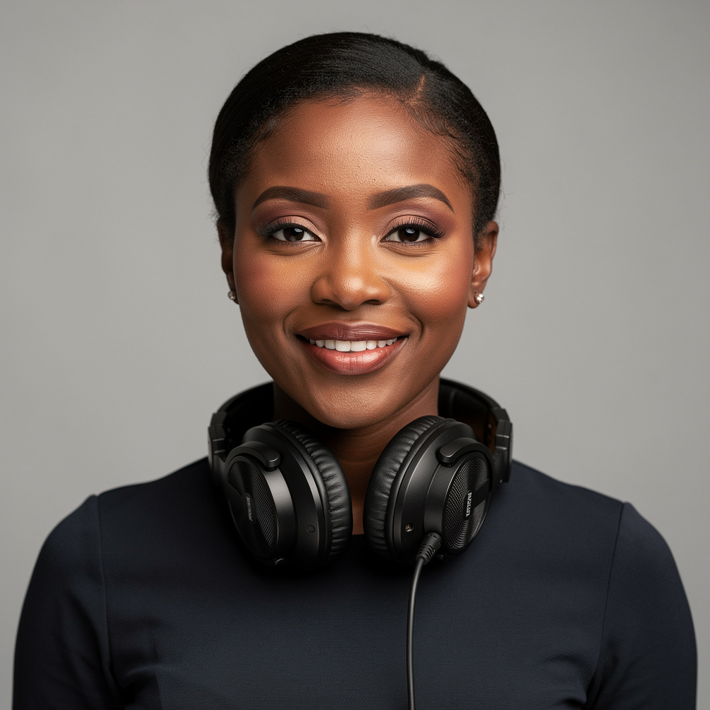 Portrait of a woman audio engineer in a recording studio